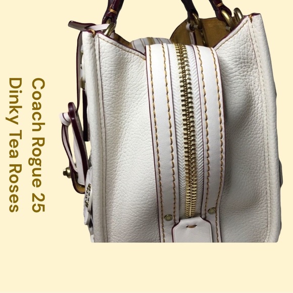 RARE Coach Rogue 25 (with Dinky Tea Roses) Satchel & Custom Dinky Tea Rose Strap - Picture 9 of 16